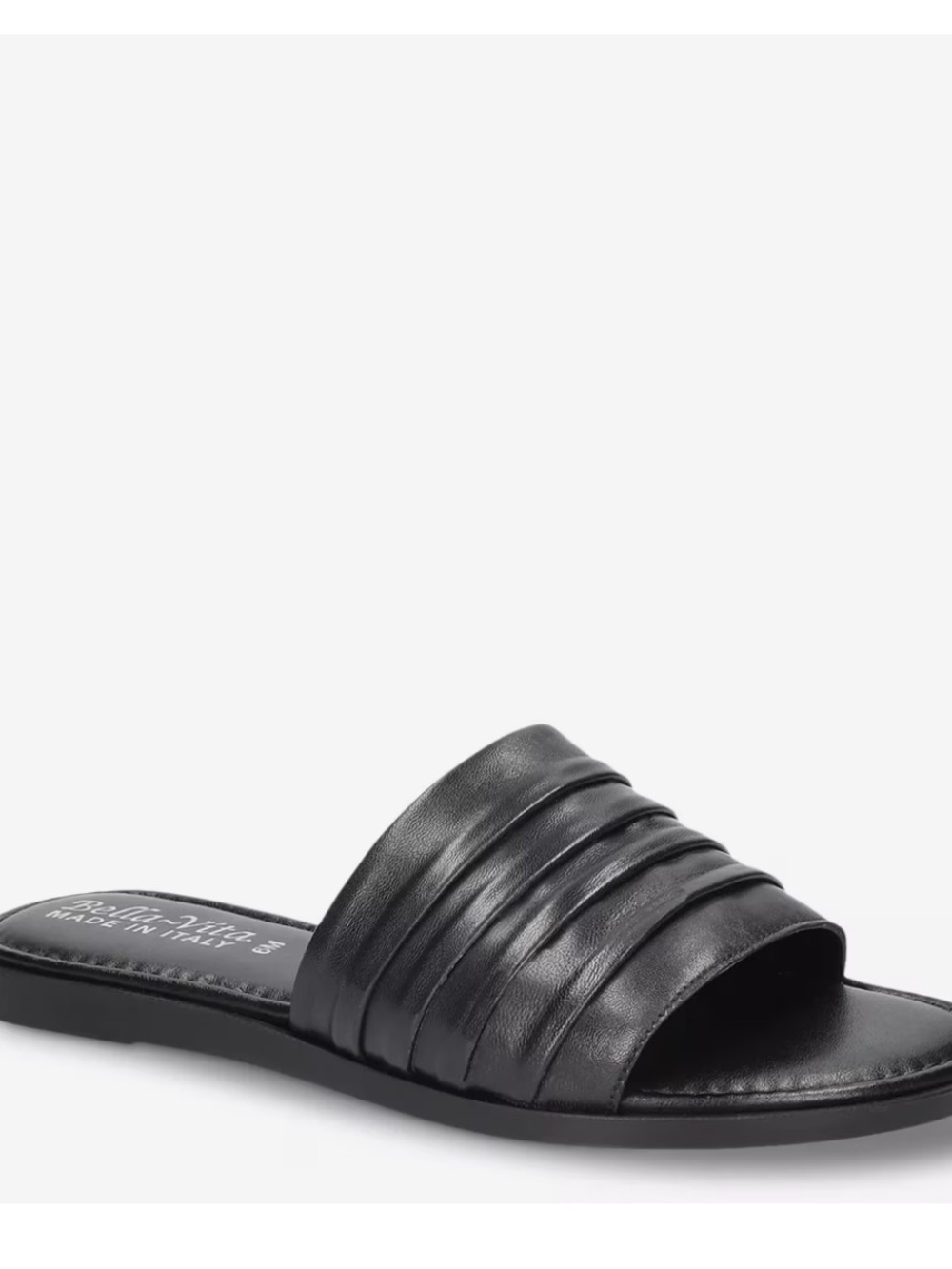 BELLA VITA WOMENS ITALY RYA BLACK ITALIAN LEATHER SLIDE SANDALS SIZE 8